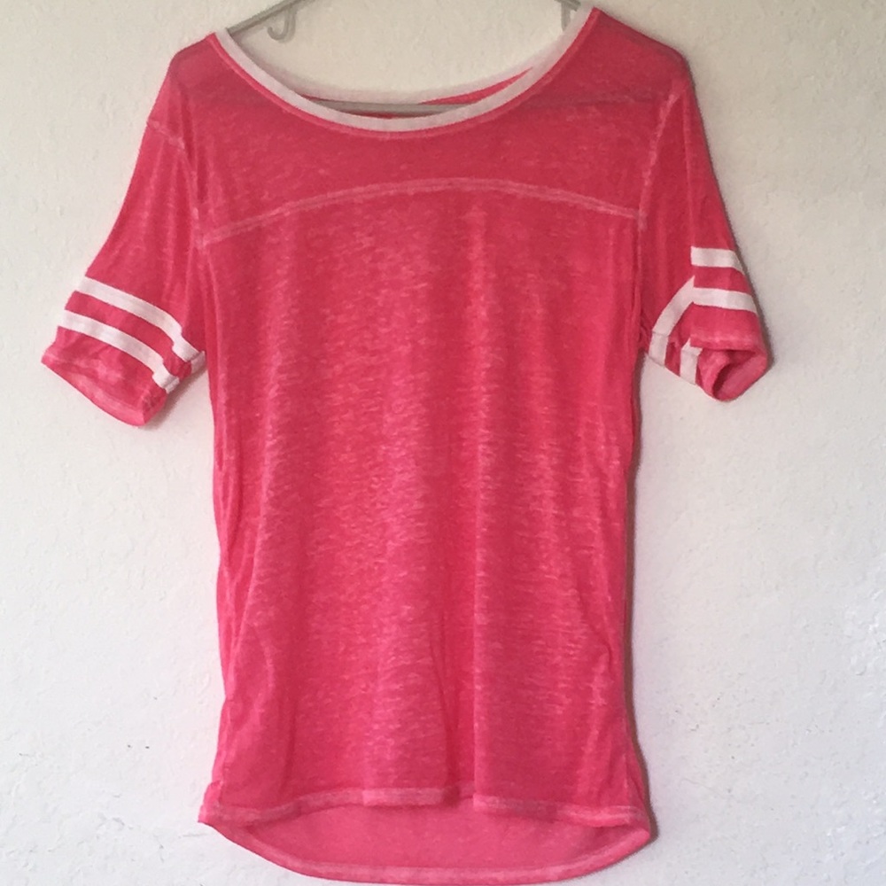 Exist brand pink and white short sleeve tee